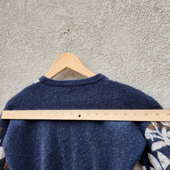 PAUL JOE SISTER Womens Sweater Extra Small Blue Floral Embroidered Knit Wool Vtg - Picture 7 of 9